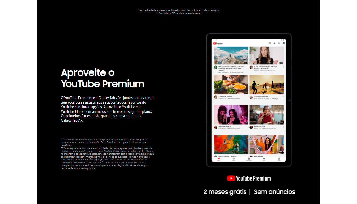 Tablet Samsung Galaxy A7 WiFi T500 64GB 3GB RAM Tela Grande 10.4